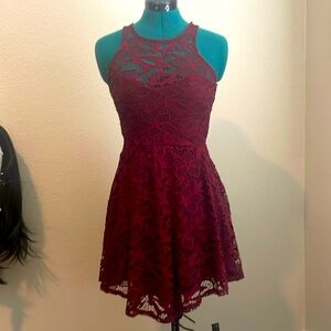 Deep red midi dress